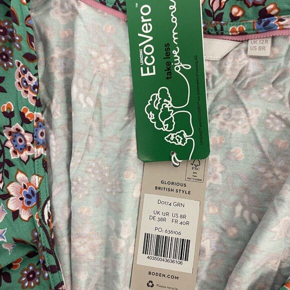 Boden Womens Dress UK 12R US 8  Green Floral Saskia Jersey Maxi Wrap D0174 NWT - Picture 7 of 13